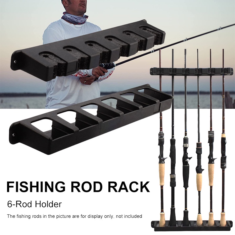 Fishing Rod Display Rack Holder Wall Mount Vertical 6 Rod Storage Stand ...