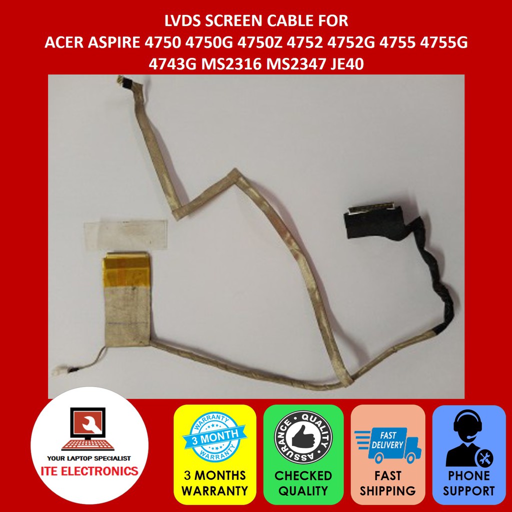 Acer Aspire 4750 4750g 4750z 4752 4752g 4755 4755g 4743g Ms2316 Ms2347 Je40 Lvds Screen Cable 7817