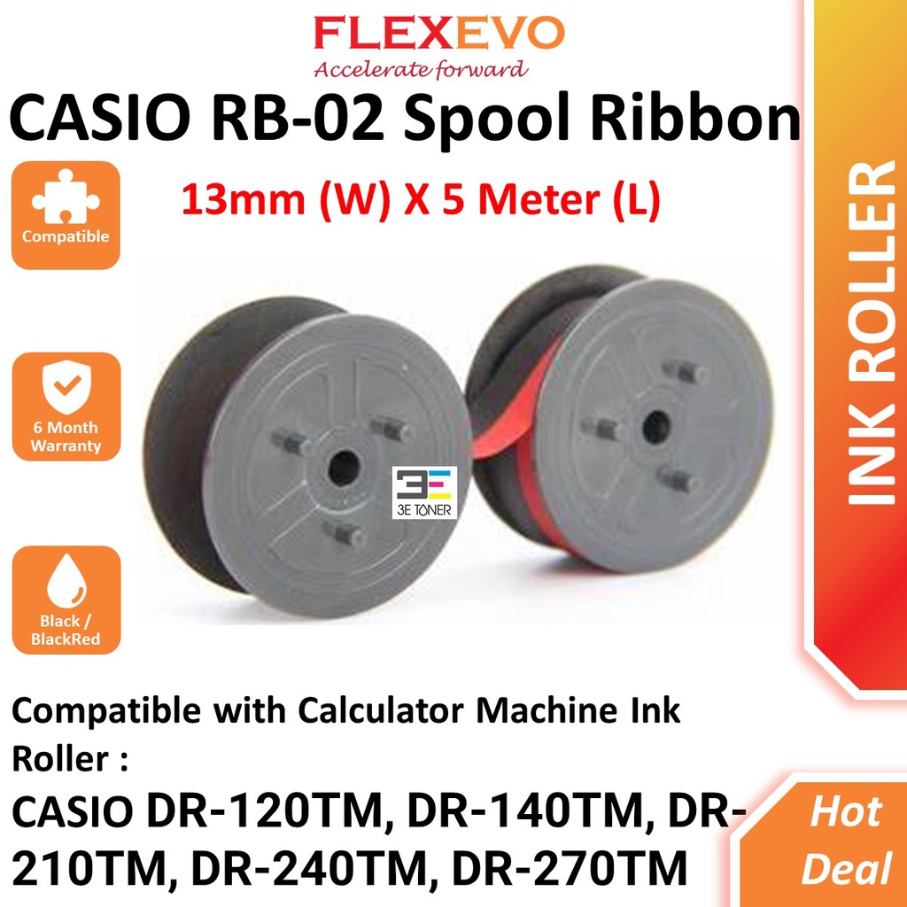 Compatible CASIO RB-02 RB02 Calculator Ink Spool Ribbon For DR Series ...