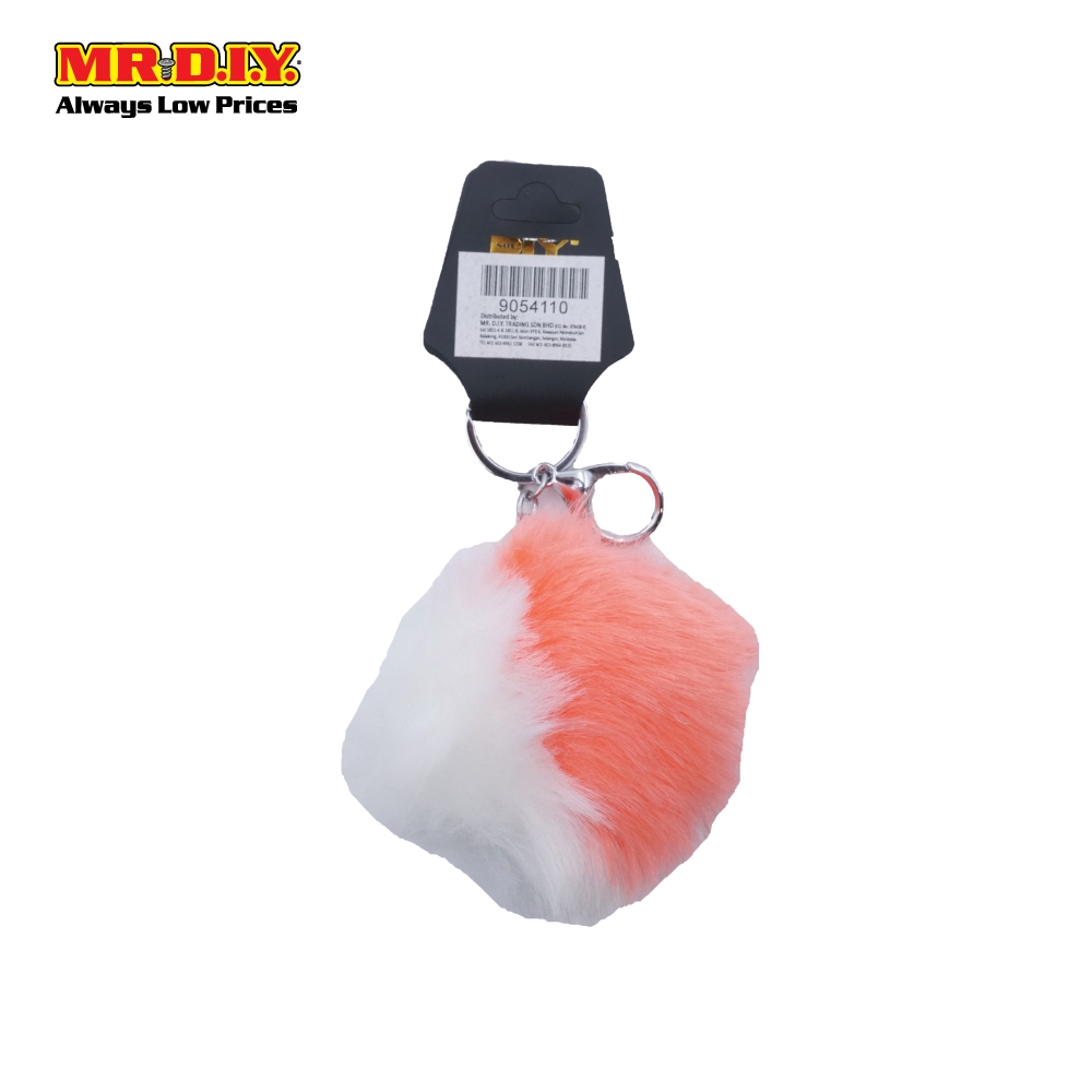 MR DIY - Adorable furry round pom-pom keychain accessory. Comes