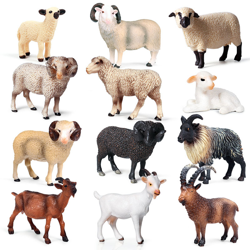 Children's Simulation Solid Static Wild Animal Model Goat Sheep Ranch Poultry Toy Handmade