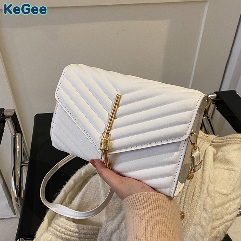 KeGee Women Sling Bag Korean Style Elegant Casual Shoulder Bag PU Leather Crossbody Bag for