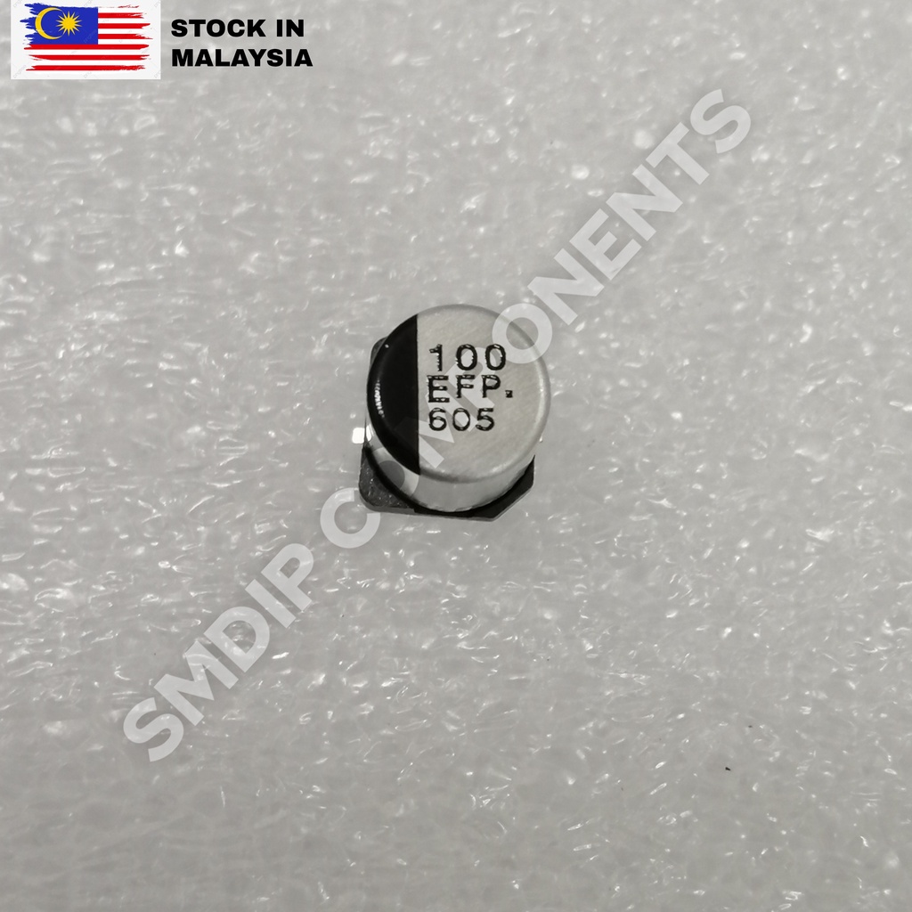 100 Condensatori Elettrolitici SMD Rubycon 100uF 25V 6.3x6.1mm 25TZV100MTP
