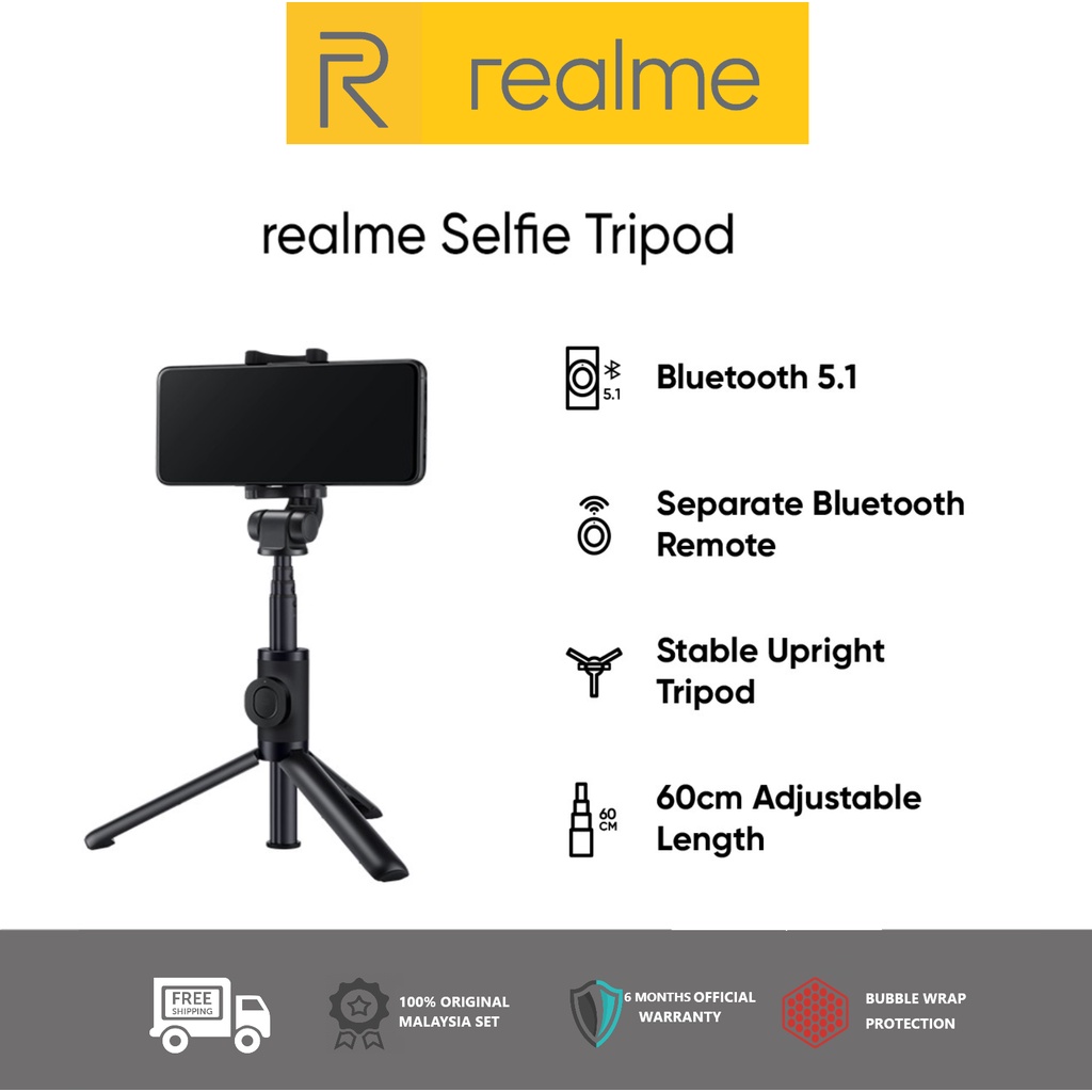 Realme Selfie Tripod [6 Month Warranty Period] - Bluetooth 5.1 remote ...