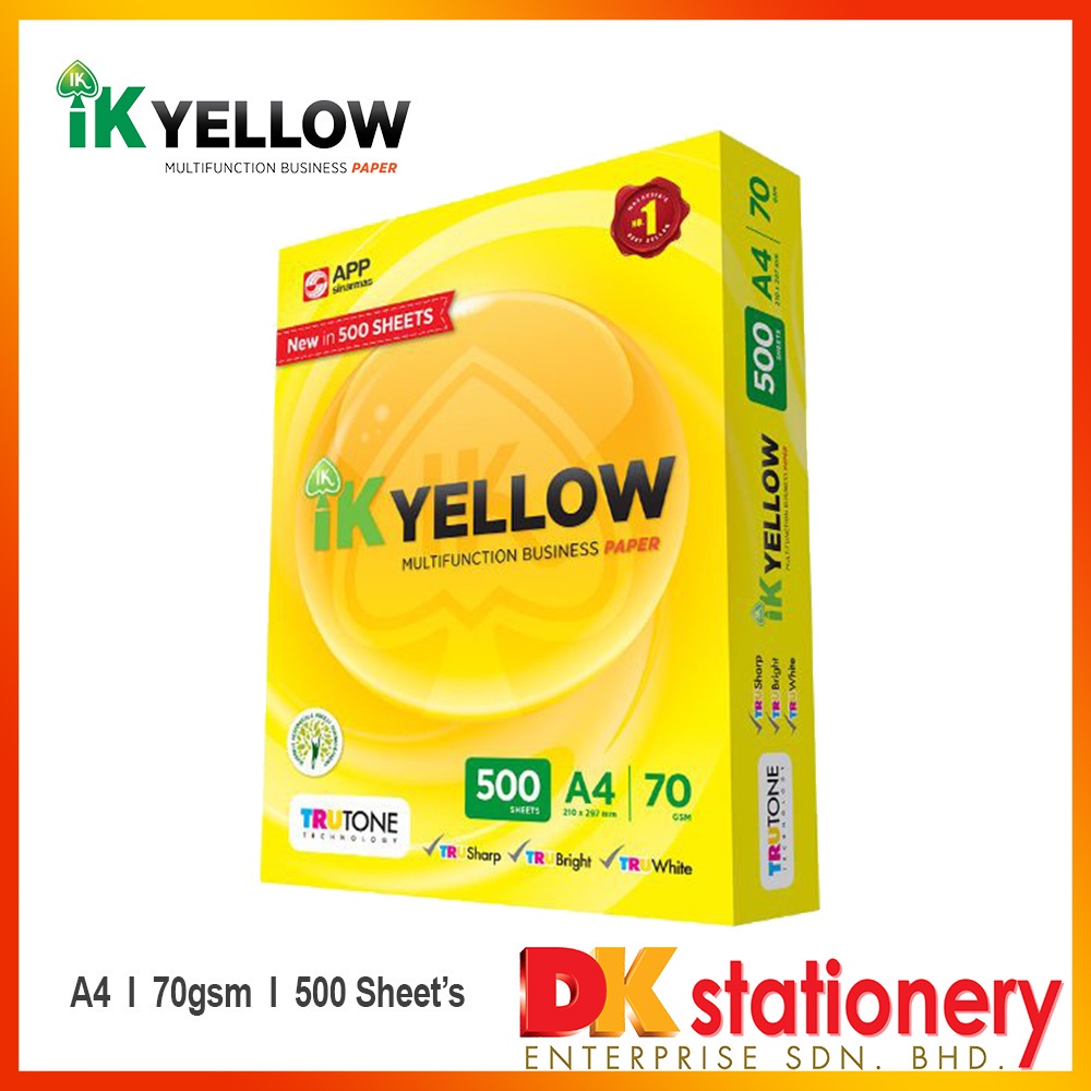 Ik Yellow A4 Copier Paper 70gsm 450s 500s Blc A4 Copier Paper 70gsm 500s Shopee Malaysia 8421