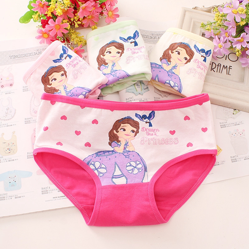 3PCS Kids Panties Dream Princess Briefs Girls Short Pants Children Underwear