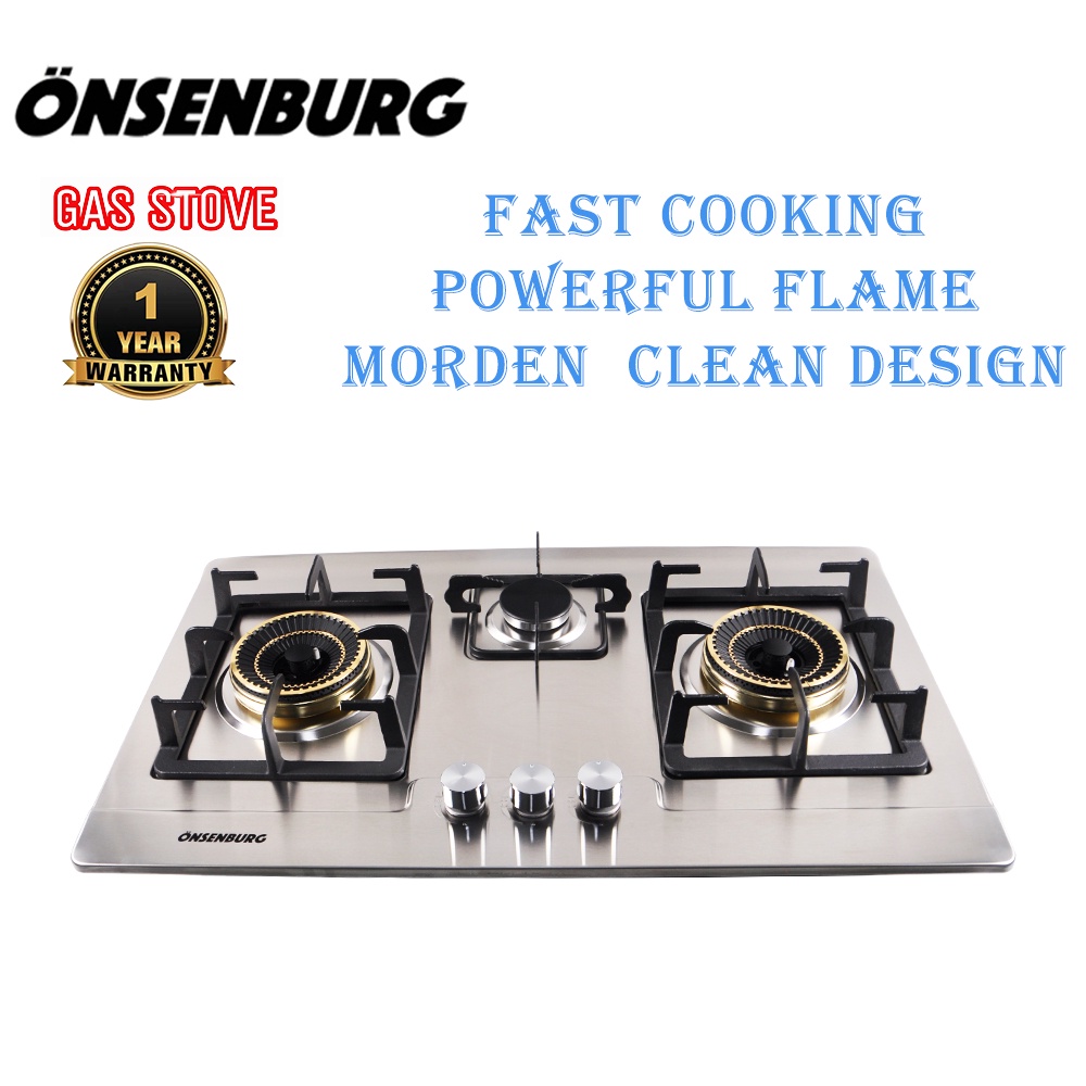 Gas Stove Onsenburg Builtin 3 Burner Gas Hob/Material Stainless Steel