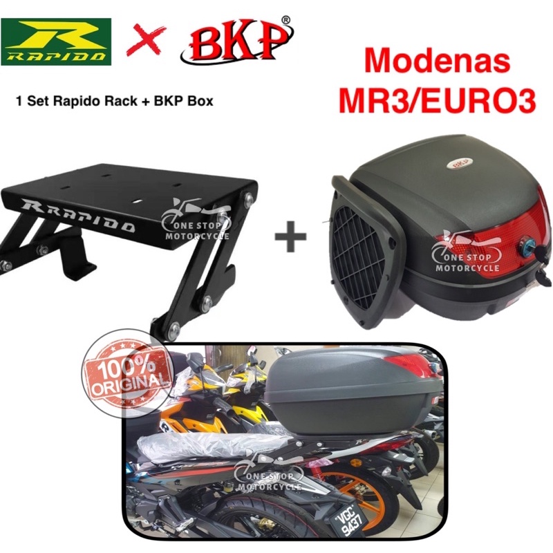 (SET) BKP BOX+RAPIDO ADJUSTABLE RACK 1 SET FOR MODENAS MR3/EURO3 ...