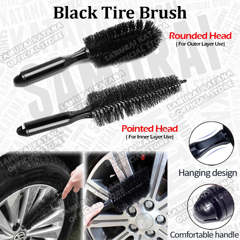 Car BLACK Tire Brush Wheel Scrub Tyre Rim Hub Cleaning Berus Tayar Rim Nylon Brush Motorcycle