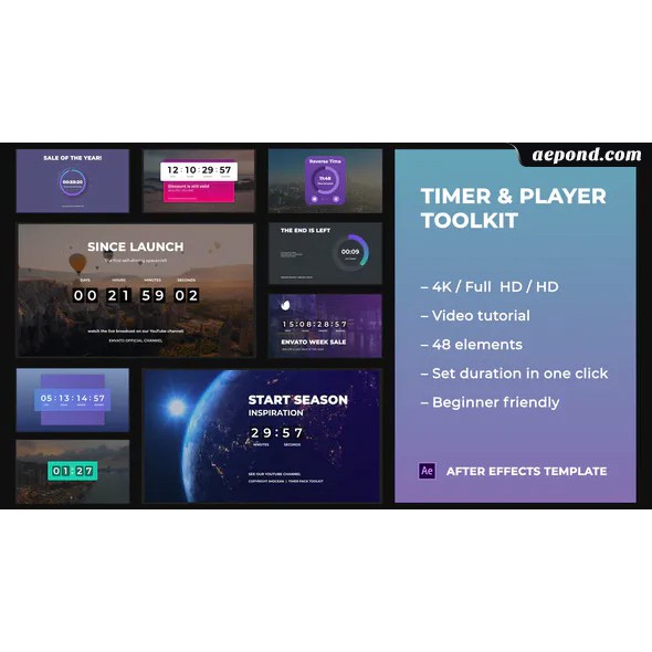 After Effects Clock countdown time timer stopwatch AE template Timer