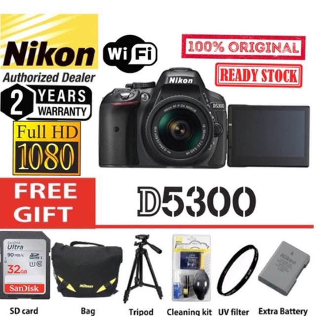 Nikon D5300 1855mm AFP VR original free extra battery original (2