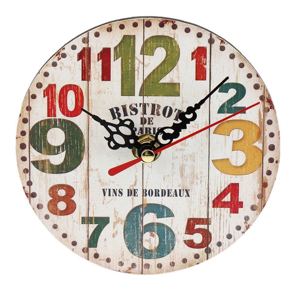 Center LVintage Wooden Wall Clock Large Shabby Chic Rustic Kitchen Home