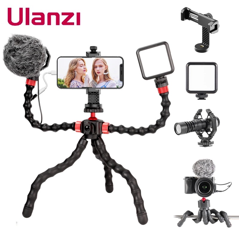 ULANZI All In One Smartphone Filmmaking Vlog Kit Octopus Gorillapod Tripod  Flexible Extension Arm Phone Holder Clip