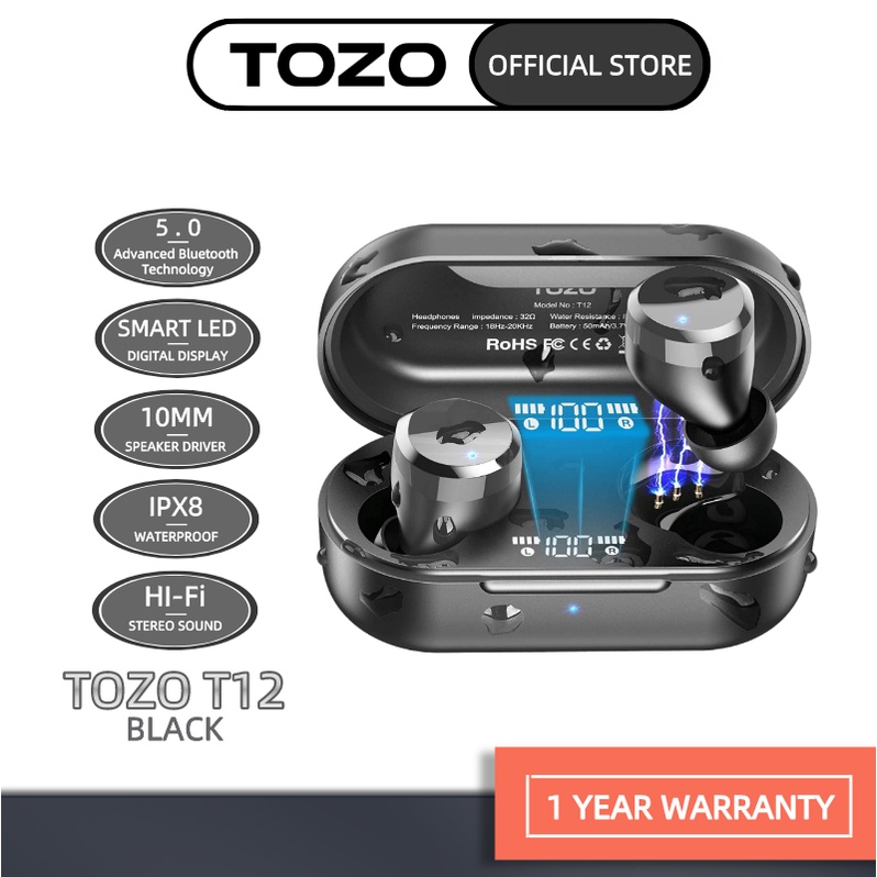 T12 Wireless Earbuds-IPX8 Waterproof-TOZO