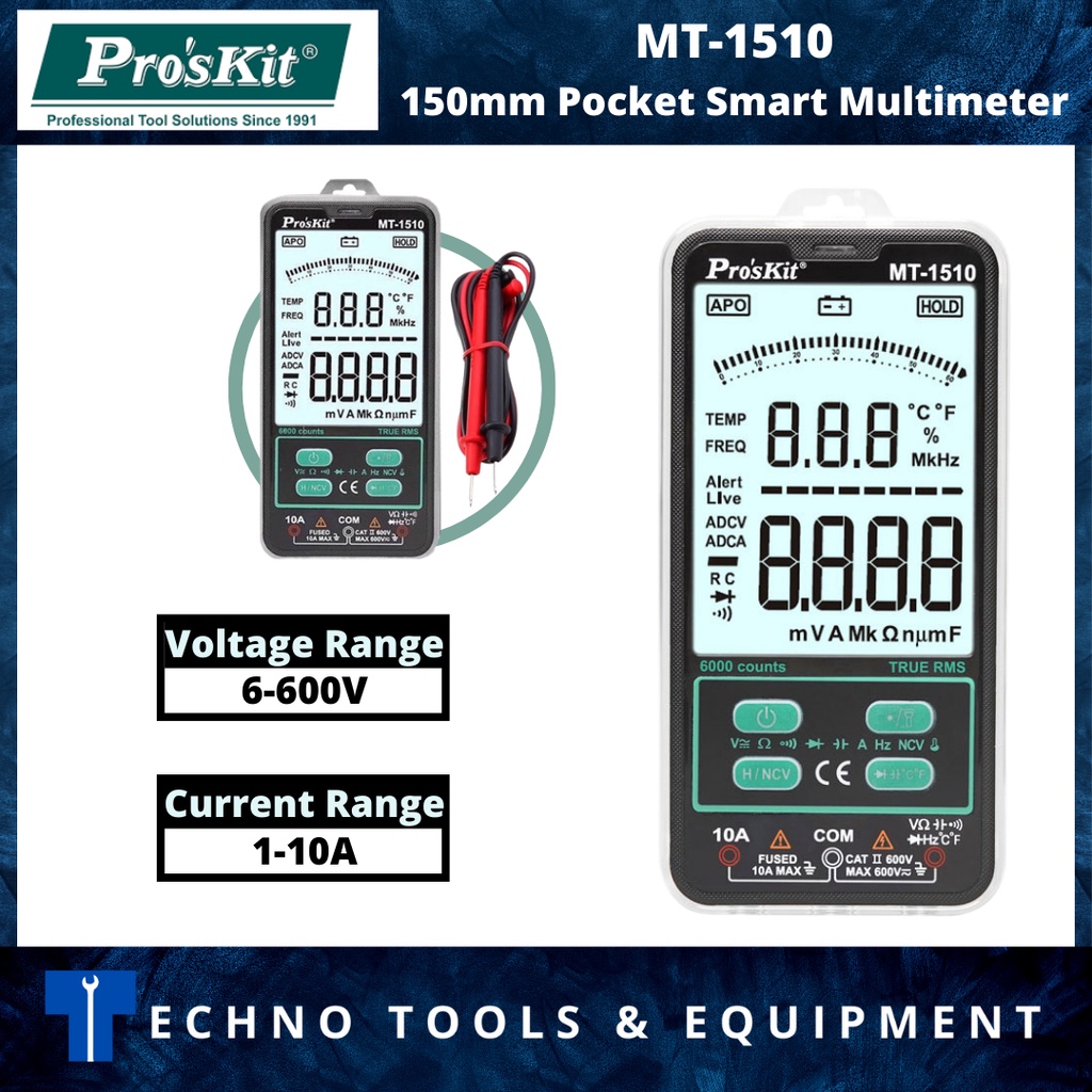 Pro'sKit MT-1510 3⅚ Pocket Smart Multimeter/Digital Multimeter ...