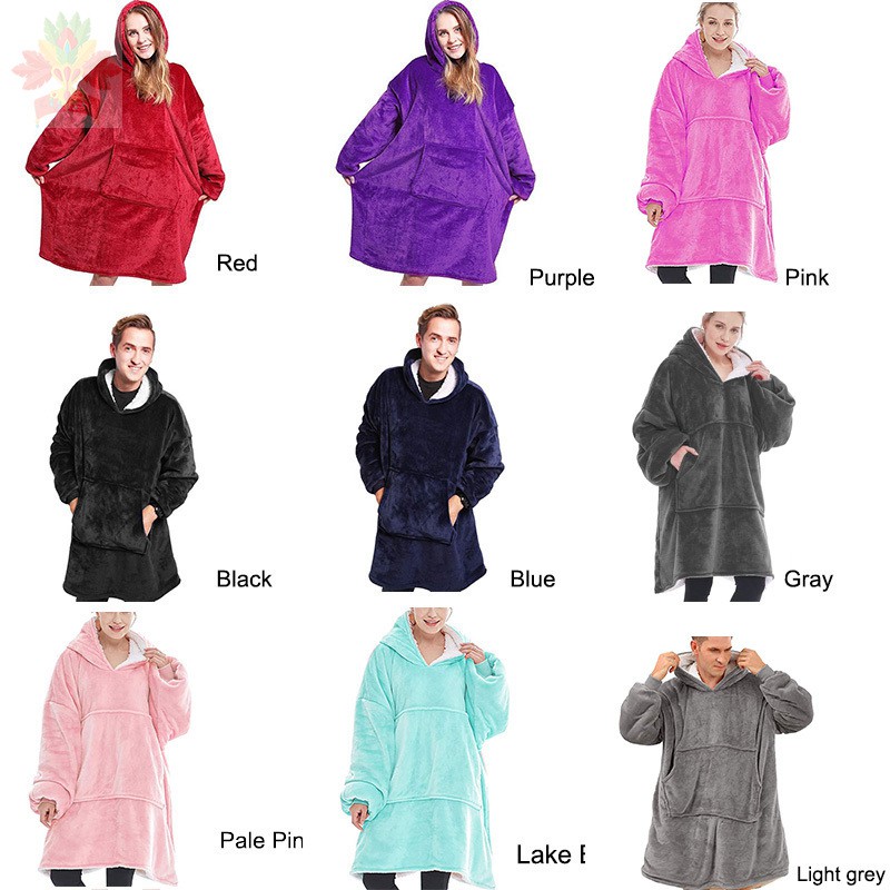 Blanket Ultra Soft Hoodie with Big Pocket Flannel Warm Cosy Comfy Oversized Wearable Hooded Unisex Shopee Malaysia