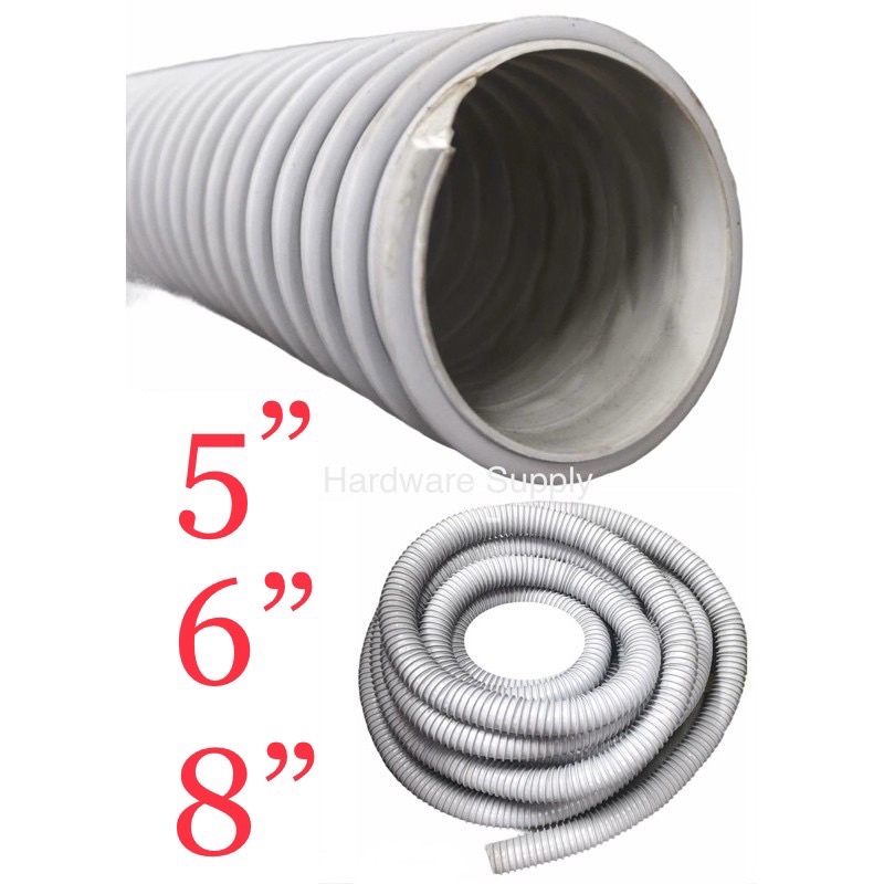 Pvc Duct Hose 5” / 6” / 8" Grey PRICE PER METER ( Pvc Flexible Hose