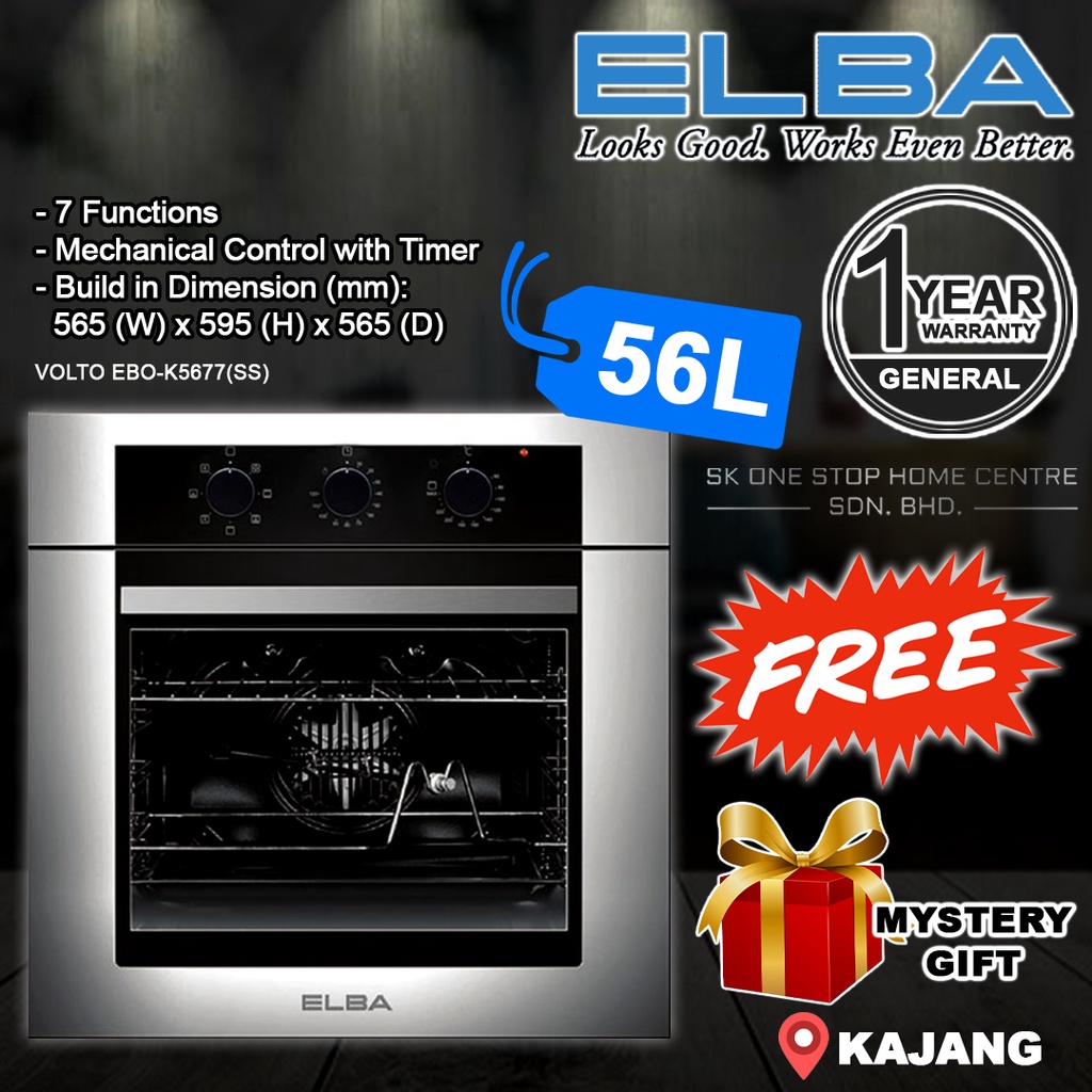 (Authorized Dealer) ELBA builtin oven 67L/56L vol tray with 7