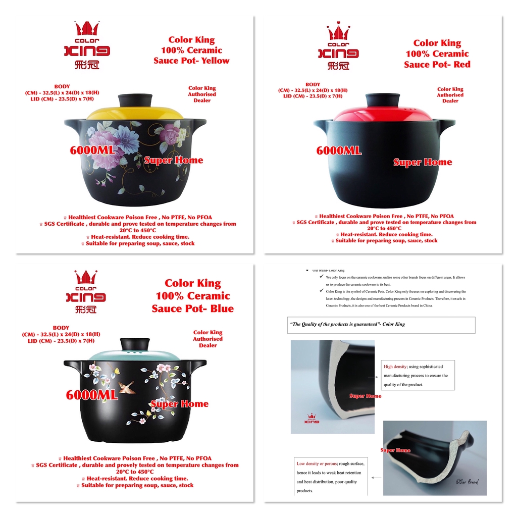Color King Sauce Pot 6000ML 100% Ceramic Sauce Pot (3234-6000 ...