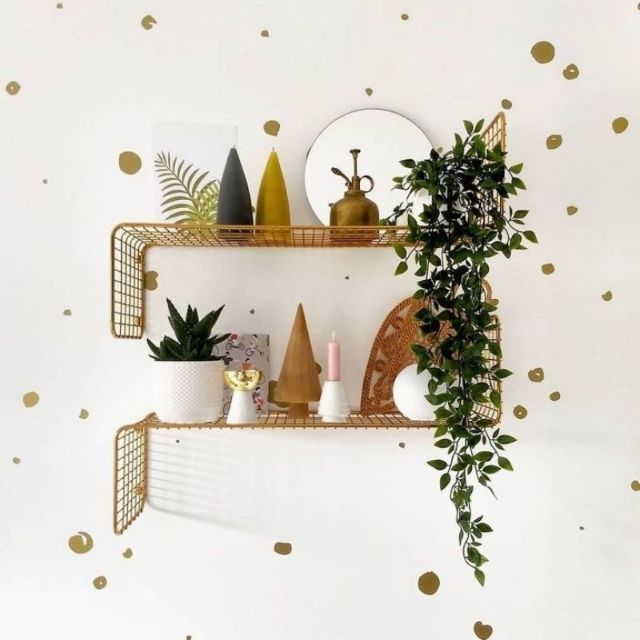 SVENSHULT Wall shelf, gold-colour, 60x20 cm - IKEA