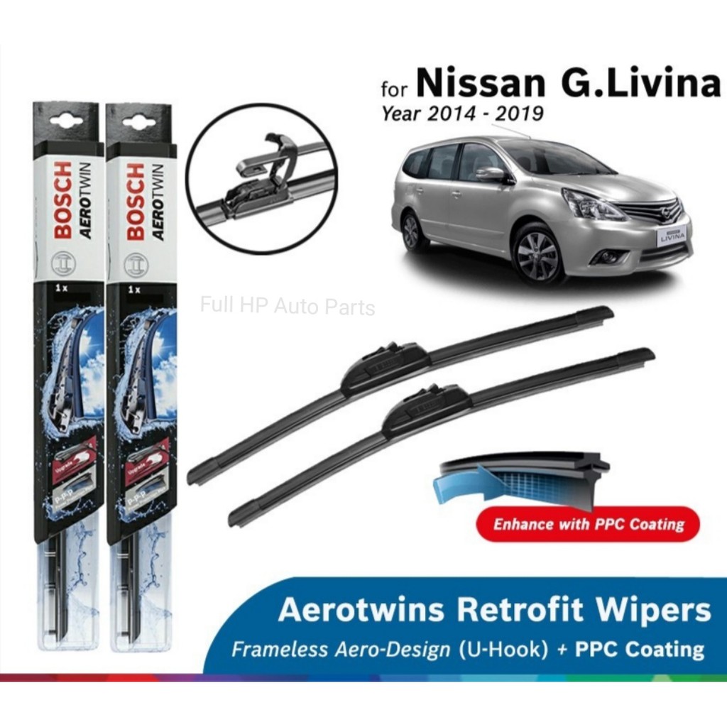 Bosch Aerotwin Retrofit U Hook Wiper Set for Nissan Grand Livina L11 ...