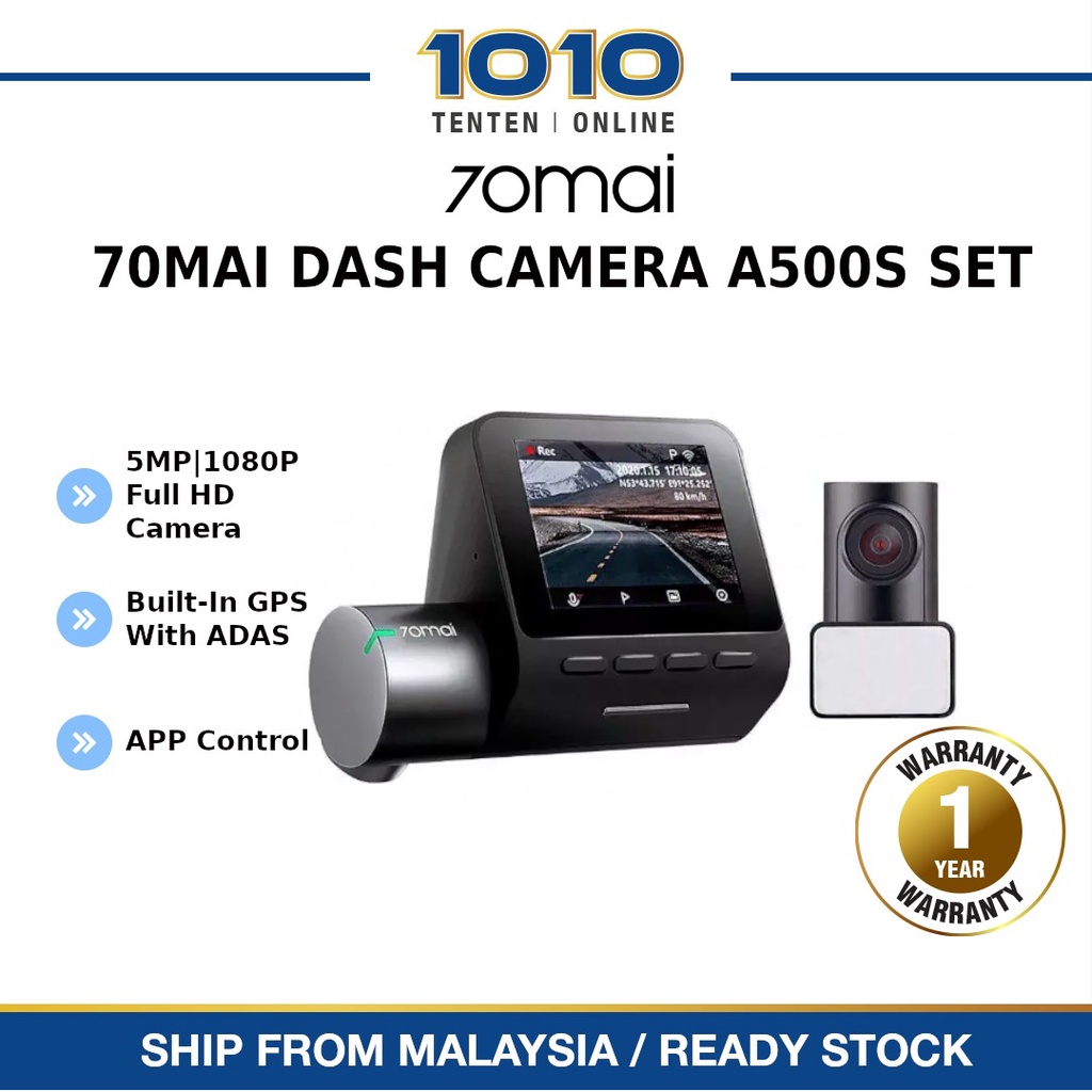 [Global] 70mai Dash Cam Pro Plus A500S + Rear Cam Set | Shopee Malaysia
