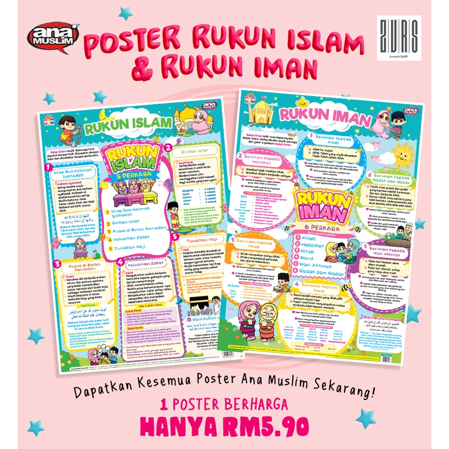 Koleksi Poster Rukun Islam / Rukun Iman Untuk Prasekolah & Kanak-kanak ...