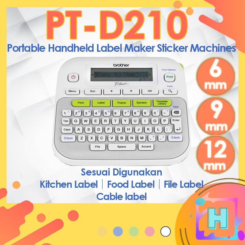 Brother PTouch PTD210 Portable Handheld Label Maker Sticker Printer