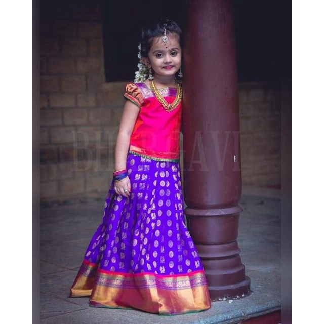 SAMUTHRIKA PATTU PAVADAI MATERIAL FOR KID [ 1 to 6 age group -Unstich ...