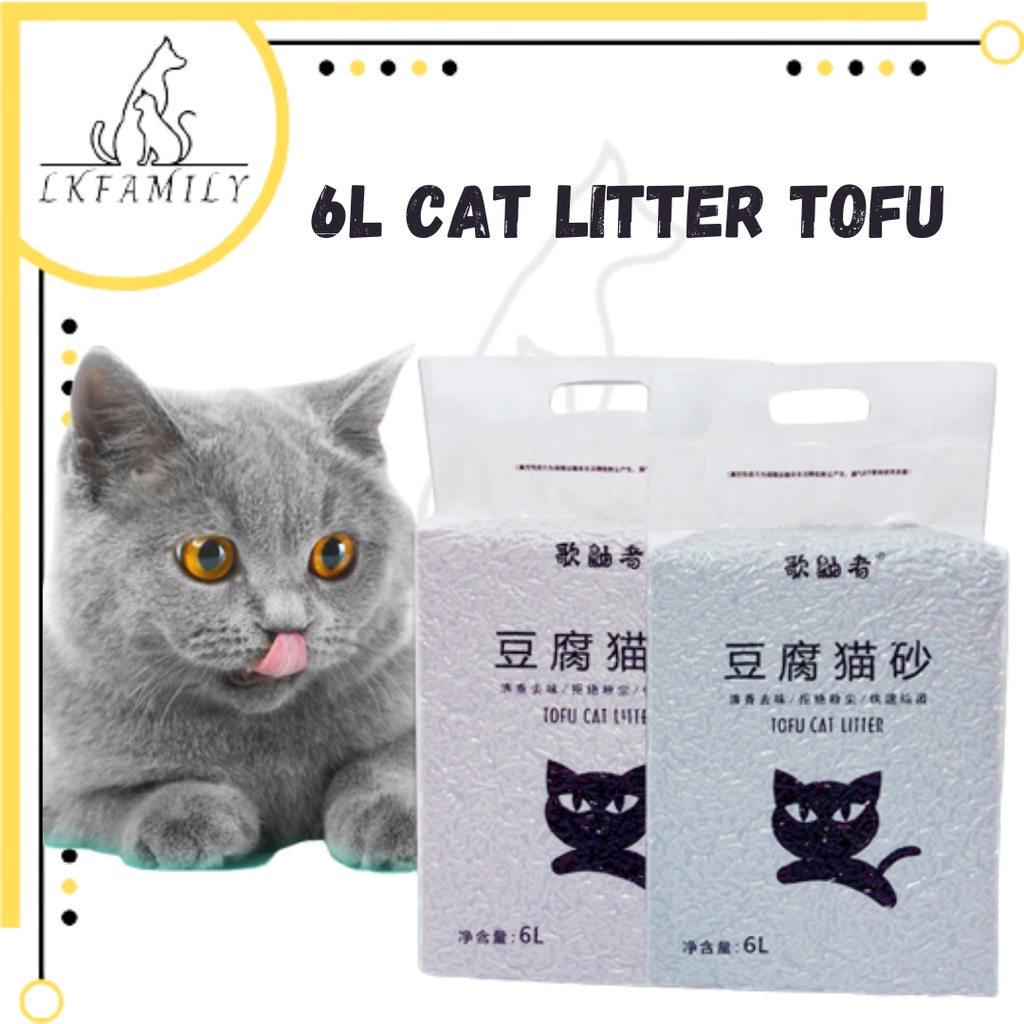 Natural Tofu Clumping Cat Litter Tofu 6L Pasir Kucing Toufu No Chemical