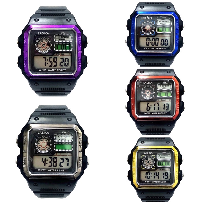 LASIKA water resist sport watch with date light stopwatch alarm
