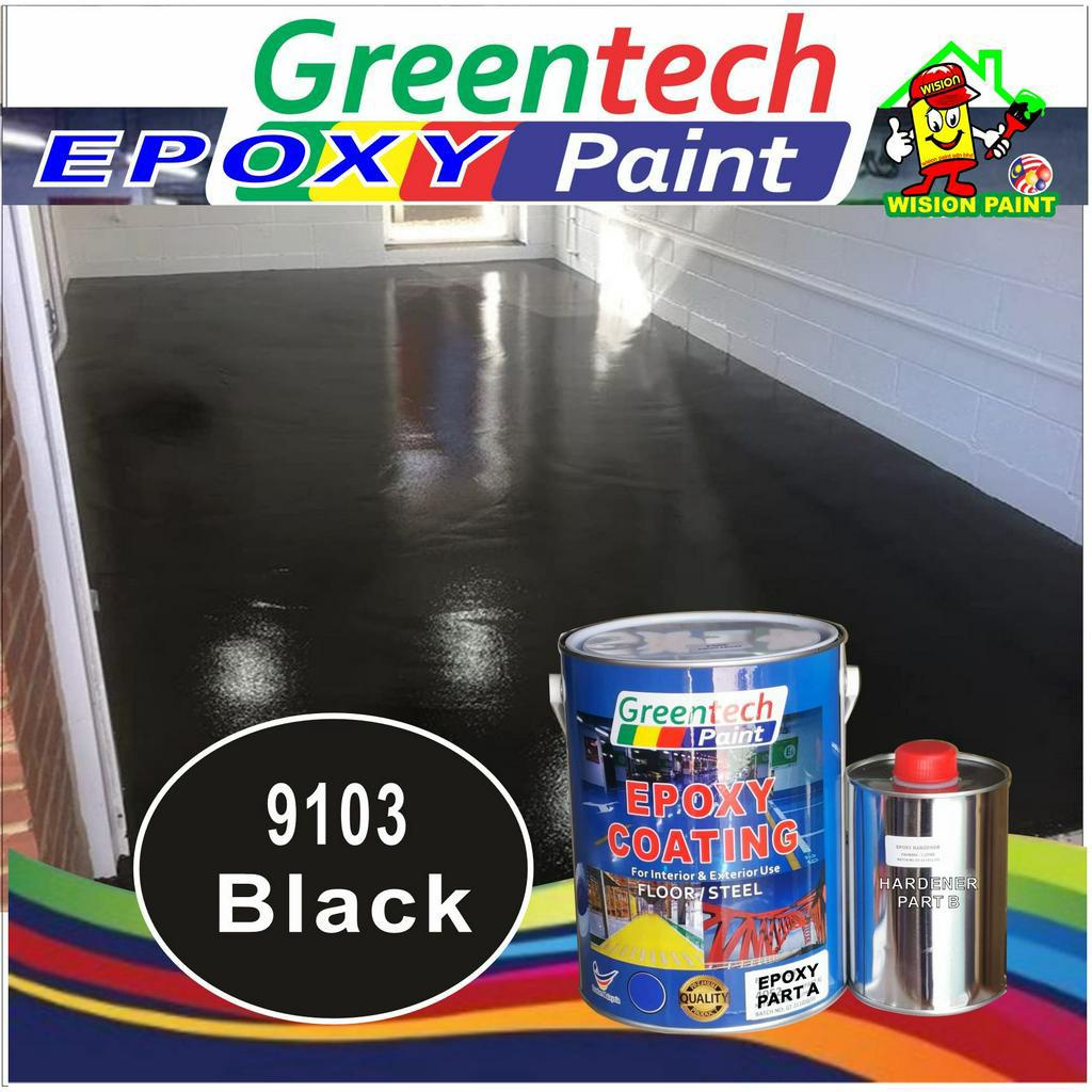 KE9103 BLACK ( GREENTECH PAINT ) Cat Lantai ( 5L or 1L )( EPOXY Paint