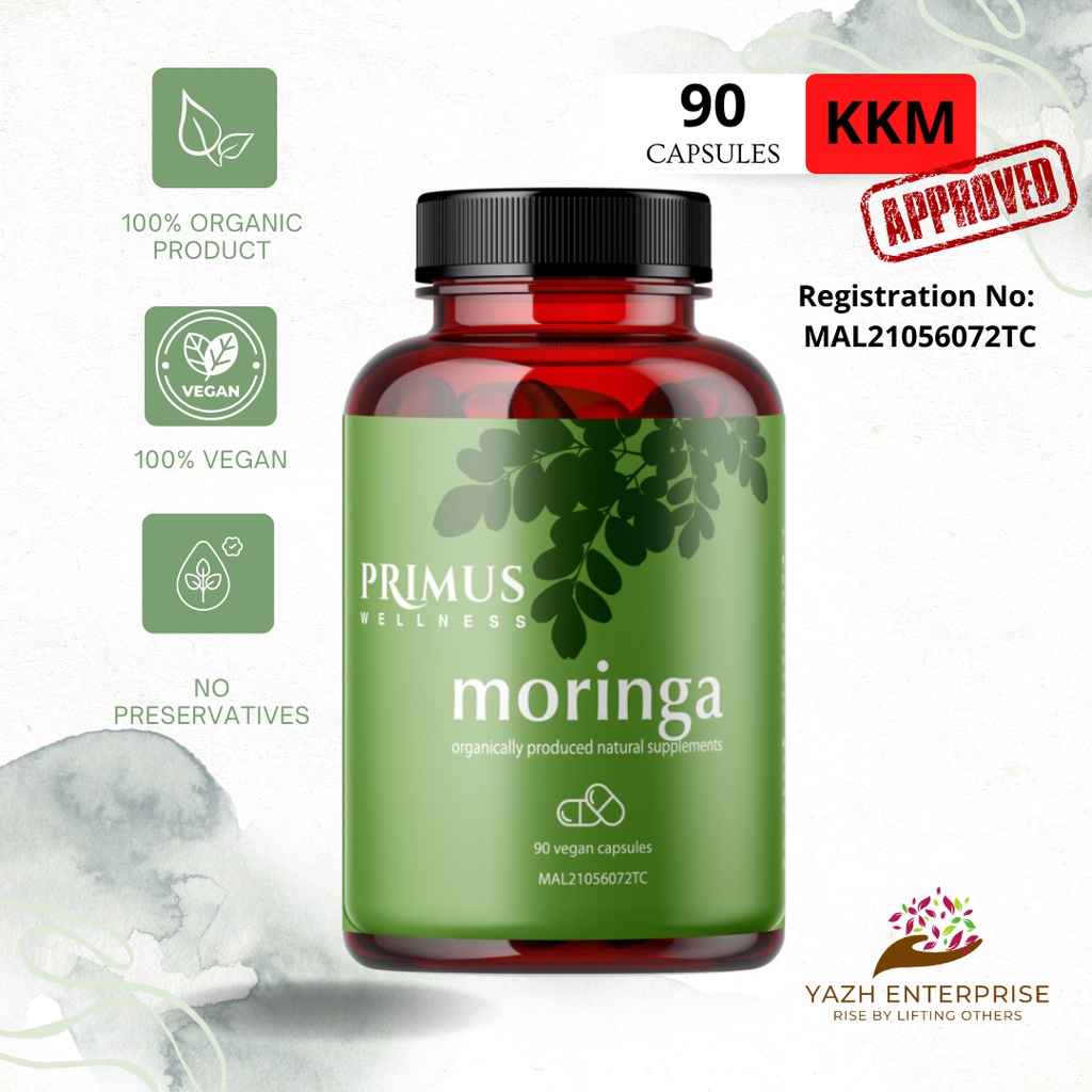 KKM APPROVED Organic Moringa Capsules By Primus Wellness Daun Moringa ...