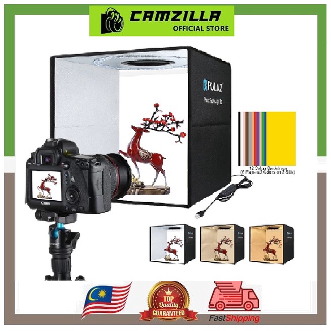 Puluz 40 cm Foldable LED Ring Light Studio Box With 12 Colors Backdrop