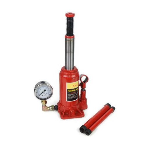 MIGHTY HBWP5T 5 TON HYDRAULIC BOTTLE JACK with PRESSURE GAUGE Shopee