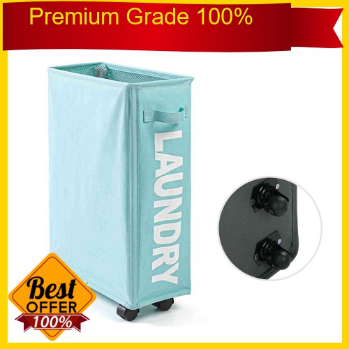 FREE SHIPPING Rolling Slim Laundry Basket with Universal Wheels Corner Foldable Oxford Cloth Laundry Hamper Mesh Draw Shopee Malaysia