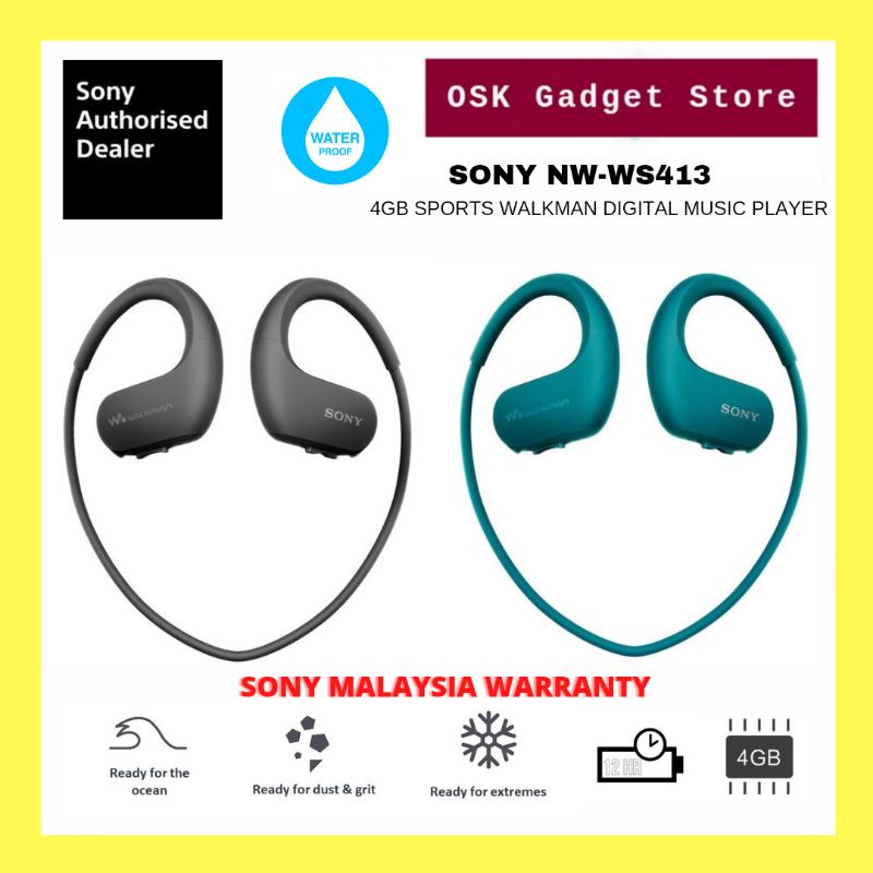 Sony NWWS413 Sports MP3 Walkman Digital Music Player 4GB IPX5 / 8
