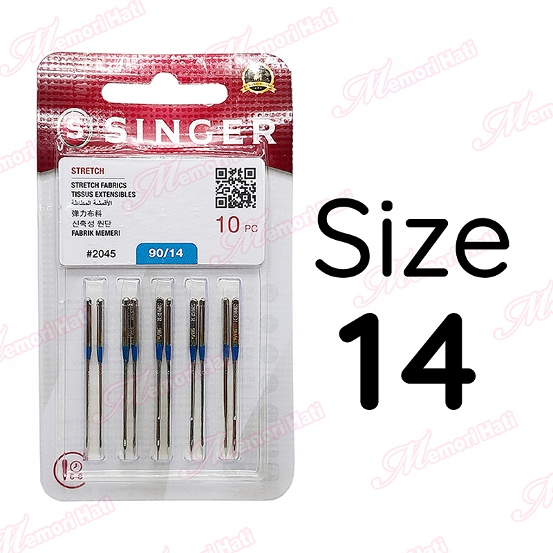 10pcs Singer #2045 Ballpoint GOLD Needle Jarum EMAS Size 11, 12 & 14 ...