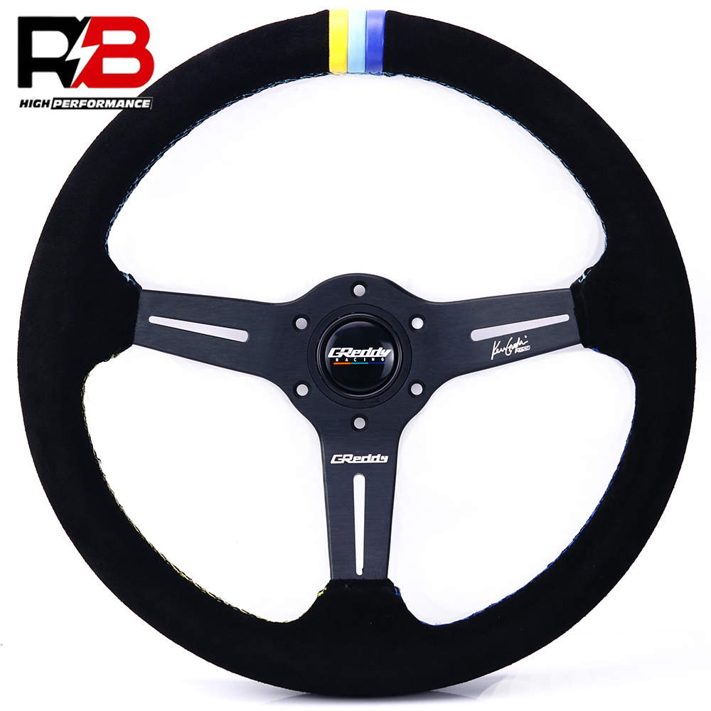 Greddy GPP 350mm/14inch Suede Leather Steering Wheel 3 Color Stitching ...