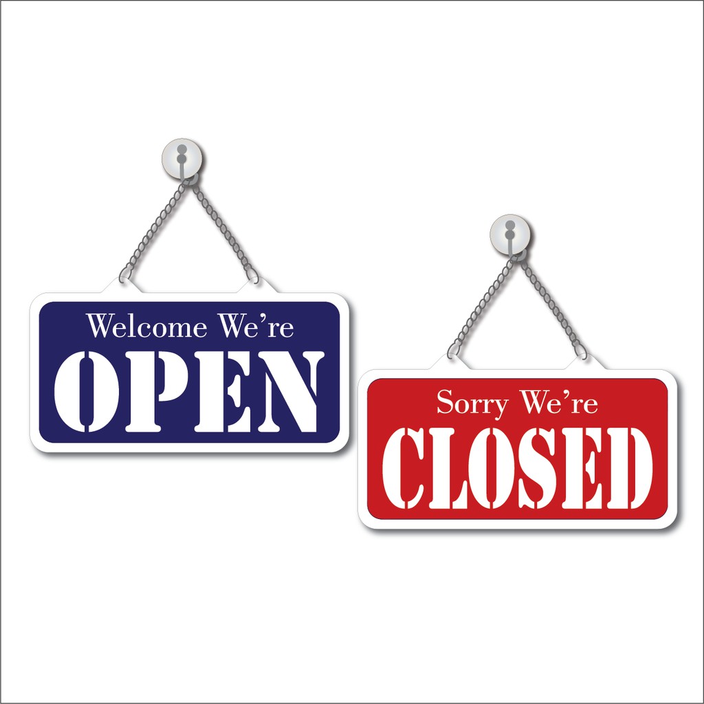 SB3909 OPEN AND CLOSED PP HANGING SIGN BOARD WITH CHAIN AND SUCTION CUP ...
