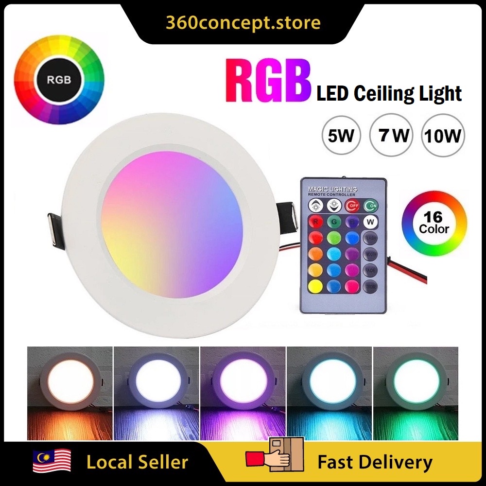 RGB LED Downlight 5W 7W 10W Colorful Remote Control Ceiling Downlight ...