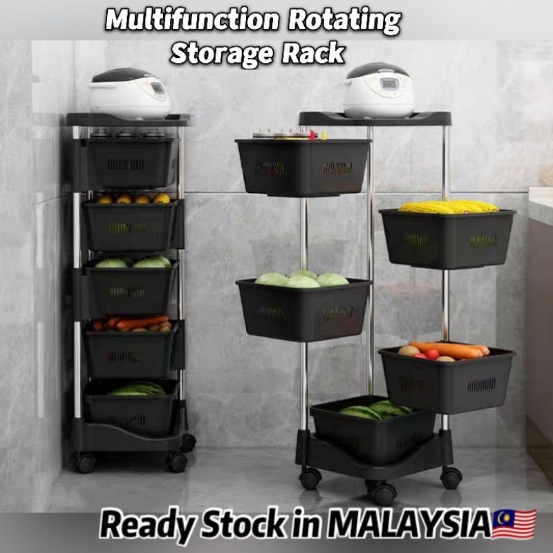 🔥VALUE BUY🔥Rak Dapur Beroda Kitchen Rotating Rack Storage Organizer ...