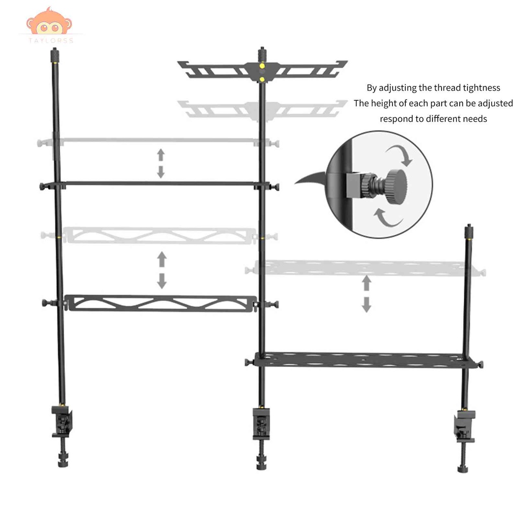Desktop Shelf Lamp Pole DIY Folding Storage Hanger Shelf with Light Stand [taylorss.my