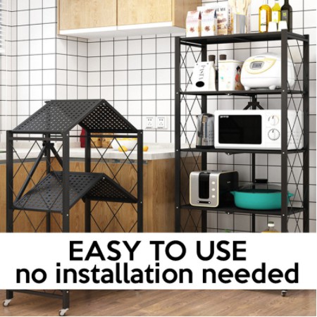 Foldable Rack Mobile Storage Rack Kitchen Organizers Home Storage Rack ...