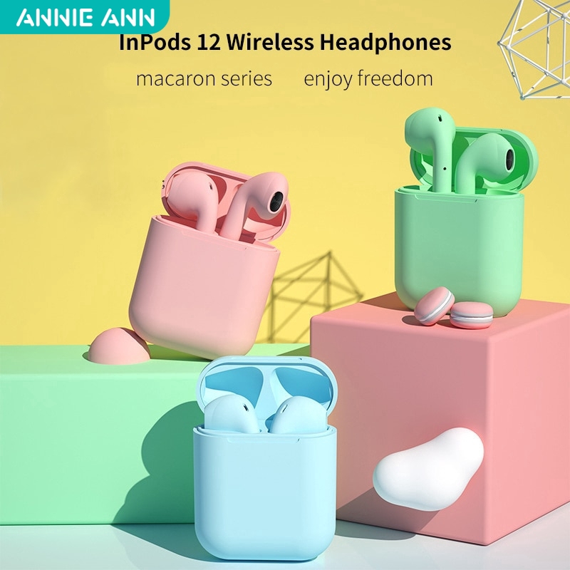 Inpods 12 Macaron Touch Headphones Wireless Bluetooth 5.0 Earphones I12 TWS Stereo Gaming Headset for Android IOS