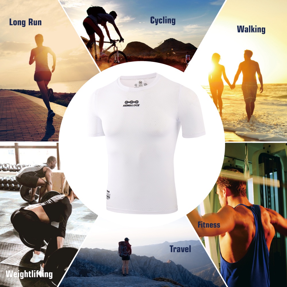 KEMALOCE 2024 Cool Mesh Short Sleeve Cycling Base Layer White ...