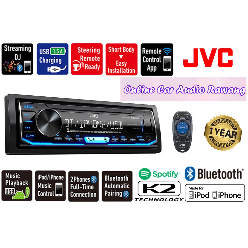 KD-X351BT AUTORADIO JVC USB BLUETOOTH AUX IPOD