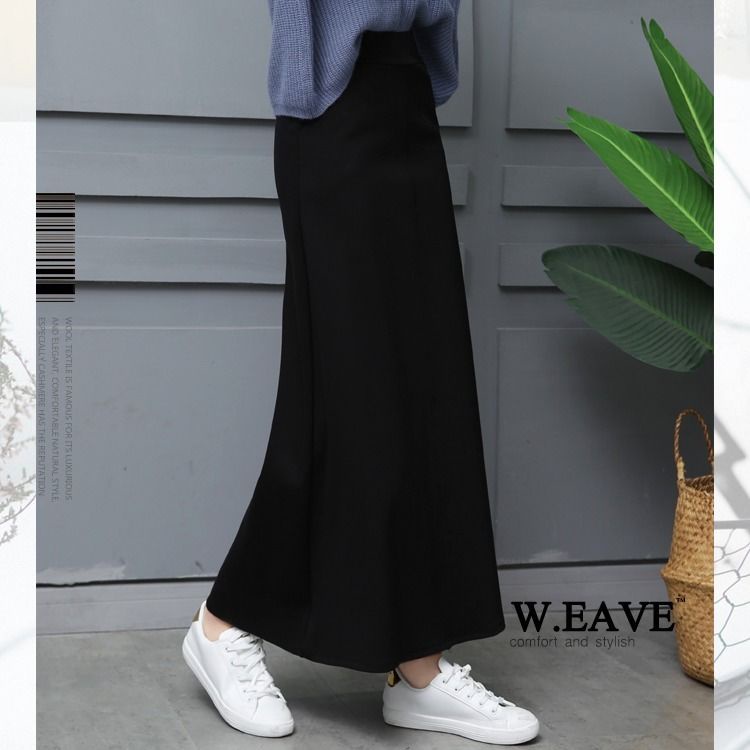 Skirt Labuh Muslimah Long Skirt Women Korean Skirt Hitam Black