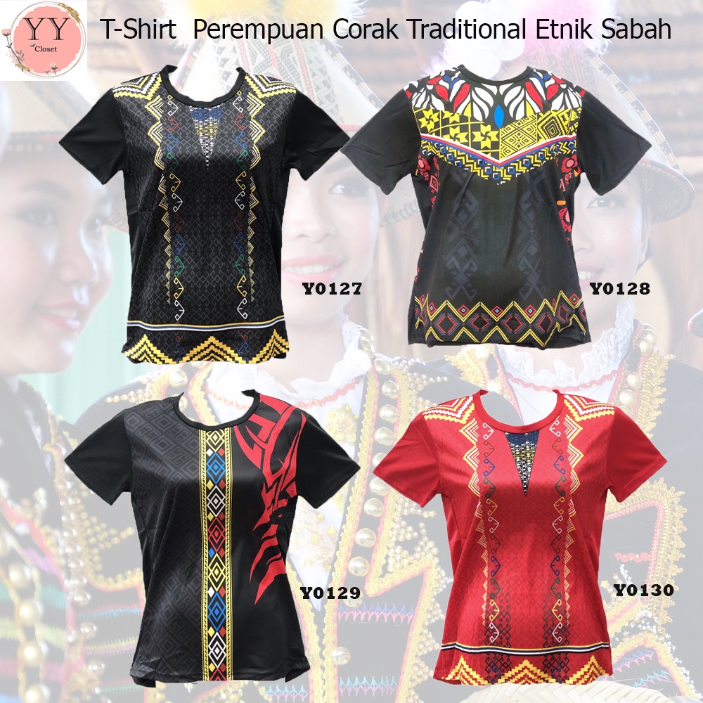 (Small cutting) Baju Batik Jersey Traditional Etnik Sabah FEMALE ...