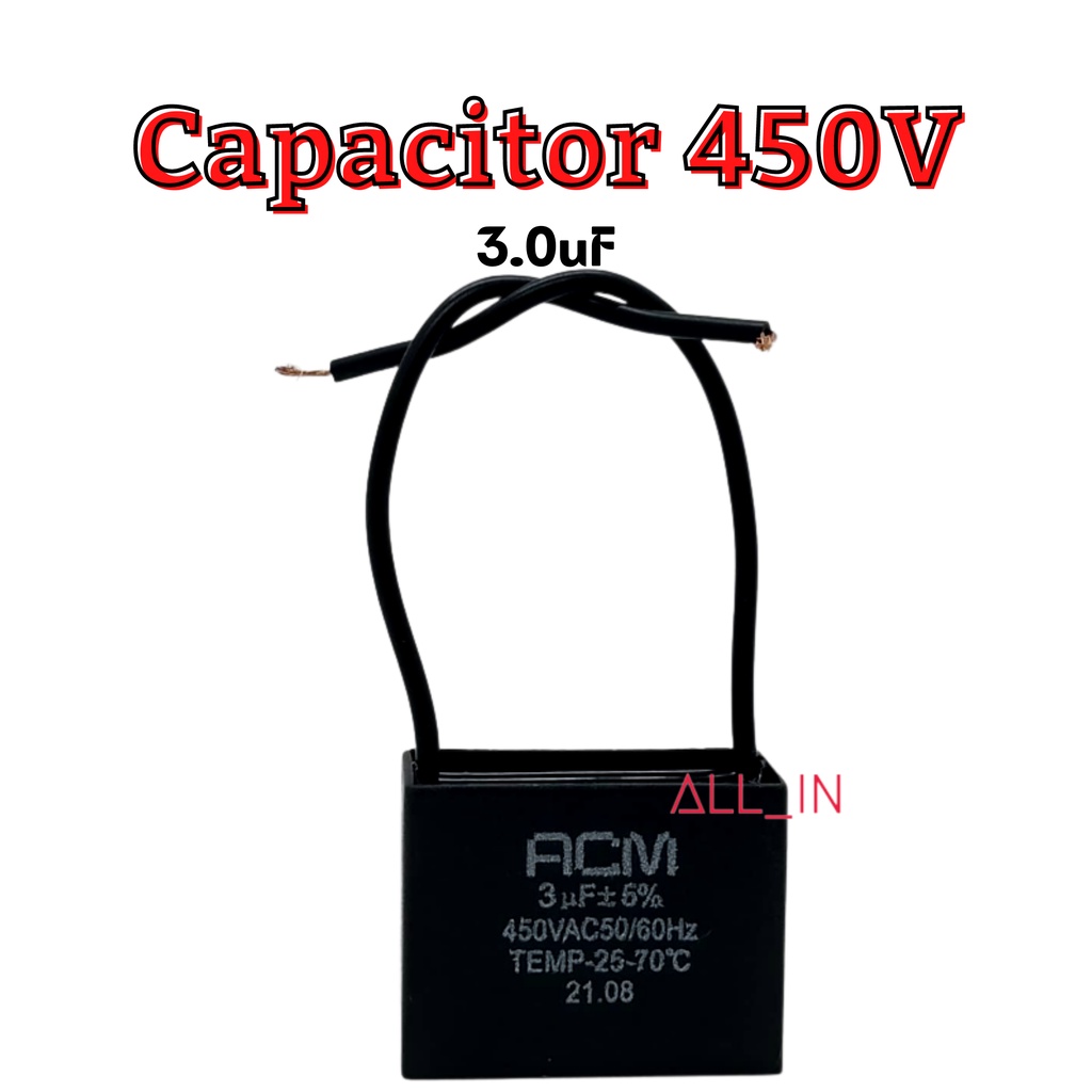 HQRP Ceiling Fan Capacitor CBB61 – 1.5uf+2.5uf, 3-Wire, 250VAC, With Prop 65 Warning